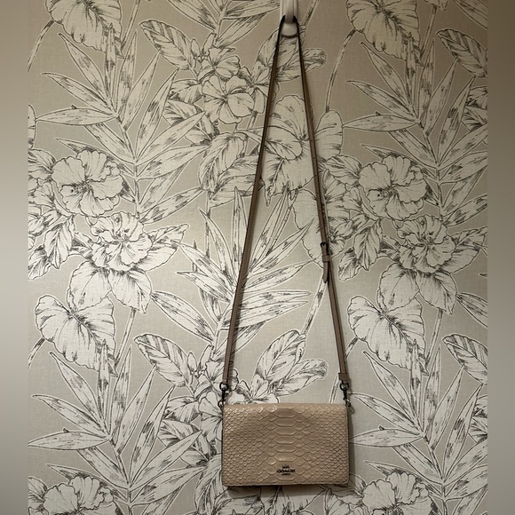 Coach Foldover Clutch Crossbody in Textured Reptile-Print - Picture 3 of 11